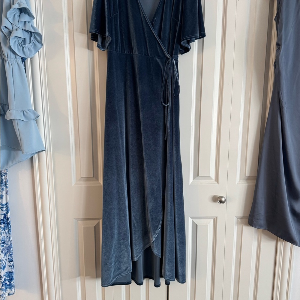 Baltic Born Navy Velvet Wrap Maxi Dress